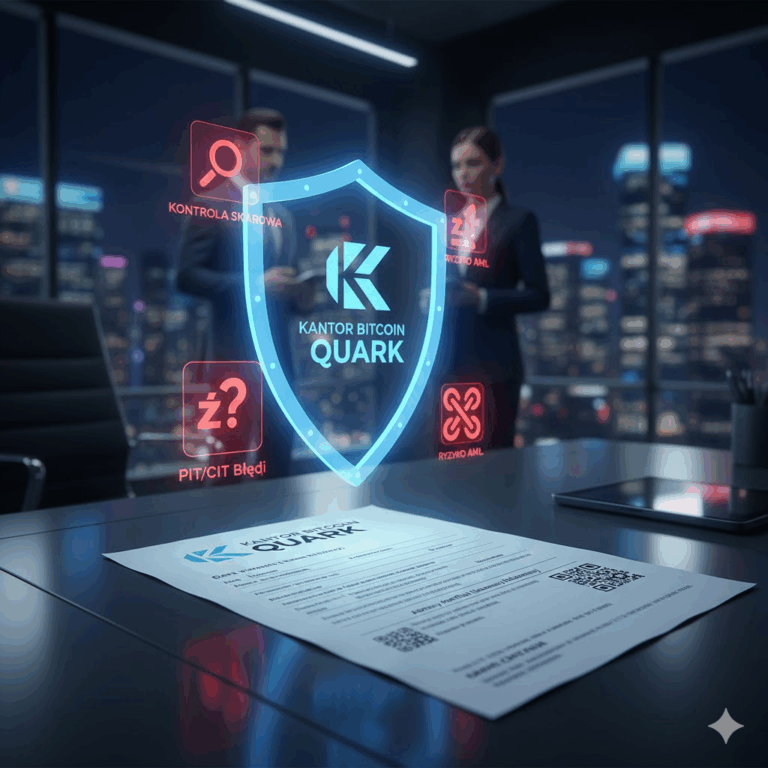 Rachunek Kantor Bitcoin Quark AML PIT/CIT: Eksperci analizują bezpieczeństwo transakcji krypto i dane compliance na przezroczystym interfejsie