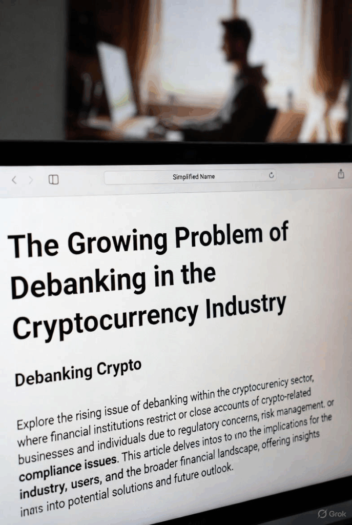 Schemat przedstawiający zjawisko Deriskingu: banki masowo zamykają rachunki dla firm kryptowalutowych (VASP) z powodu obaw przed karami AML, wypychając je poza system regulowany.